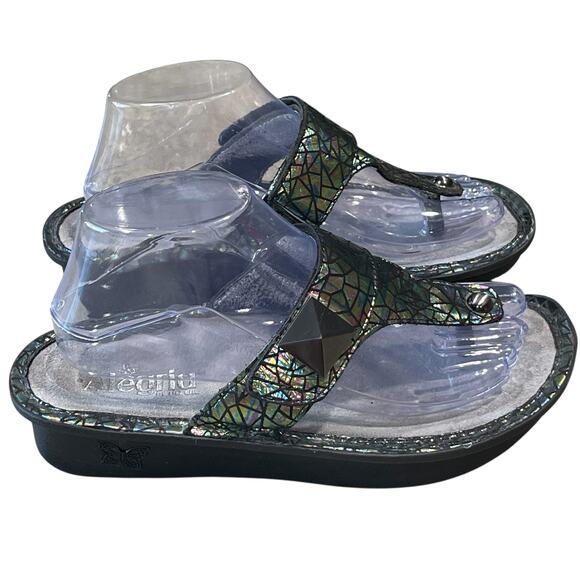 Alegria Carina Tectonic Leather Platform Thong Sandals Size EU 38 US 8-8.5 - Picture 7 of 11